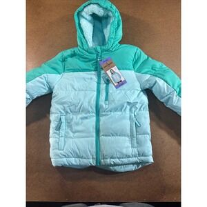 Eddie Bauer Kids Youth Down Jacket Paradise Blue XS 5/6 Hooded Puffer NWT